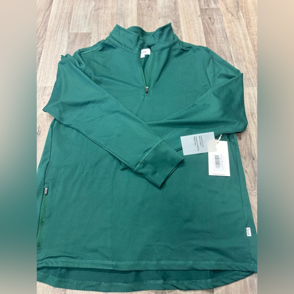 NWT FEAT Unisex‎ Green Size Large Quarter Zip Pullover Sweatshirt MSRP $88